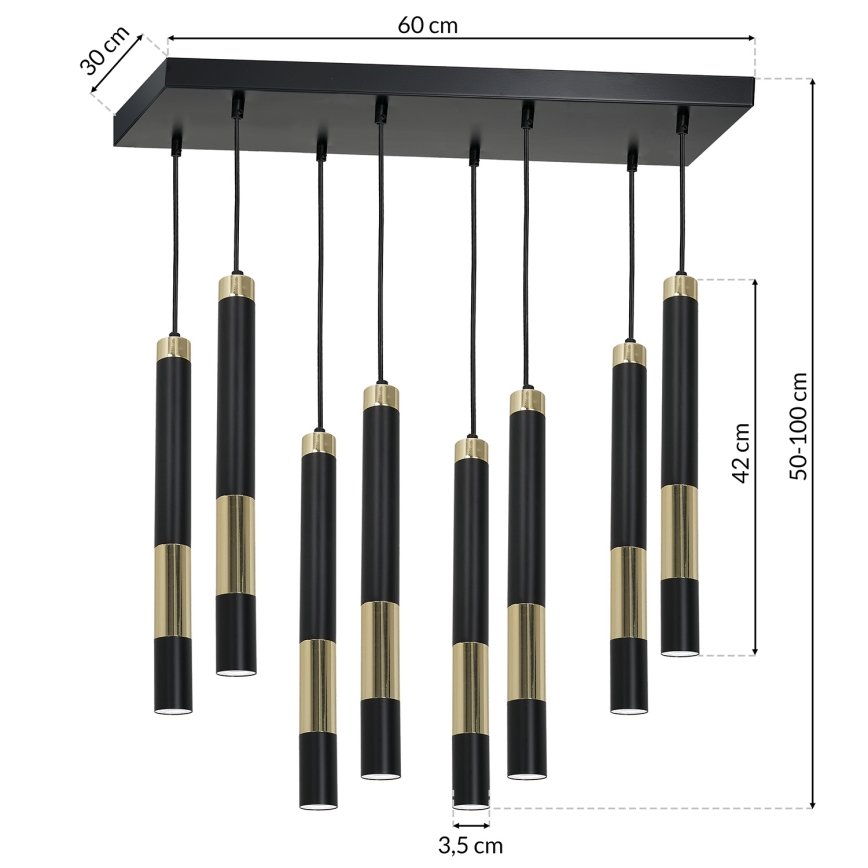 LED Lestenec na vrvici DALLAS 8xGU10/3W/230V