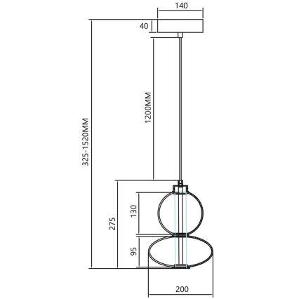 LED Lestenec na vrvici DAPHNE LED/12W/230V zlata