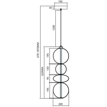 LED Lestenec na vrvici DAPHNE LED/36W/230V siva