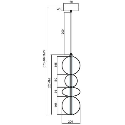 LED Lestenec na vrvici DAPHNE LED/36W/230V zlata