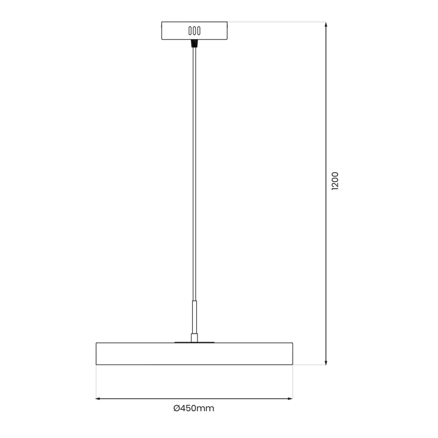 LED Lestenec na vrvici DISC LED/38W/230V pr. 45 cm črna