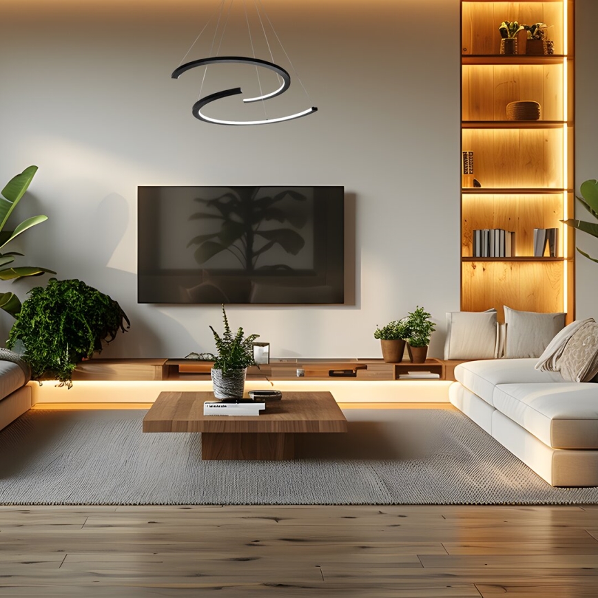 LED Lestenec na vrvici DOUBLEMOON LED/30W/230V črna