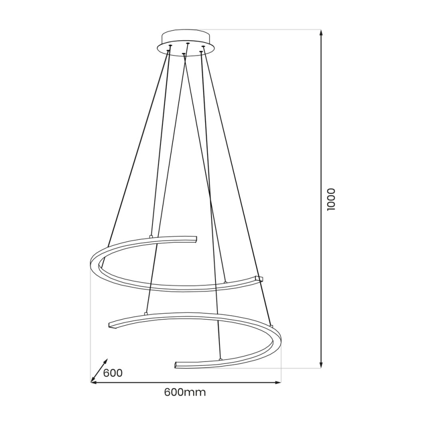 LED Lestenec na vrvici DOUBLEMOON LED/30W/230V črna