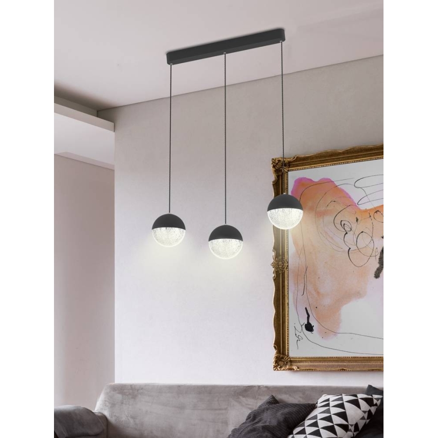 LED Lestenec na vrvici FURNI 3xLED/5W/230V črn