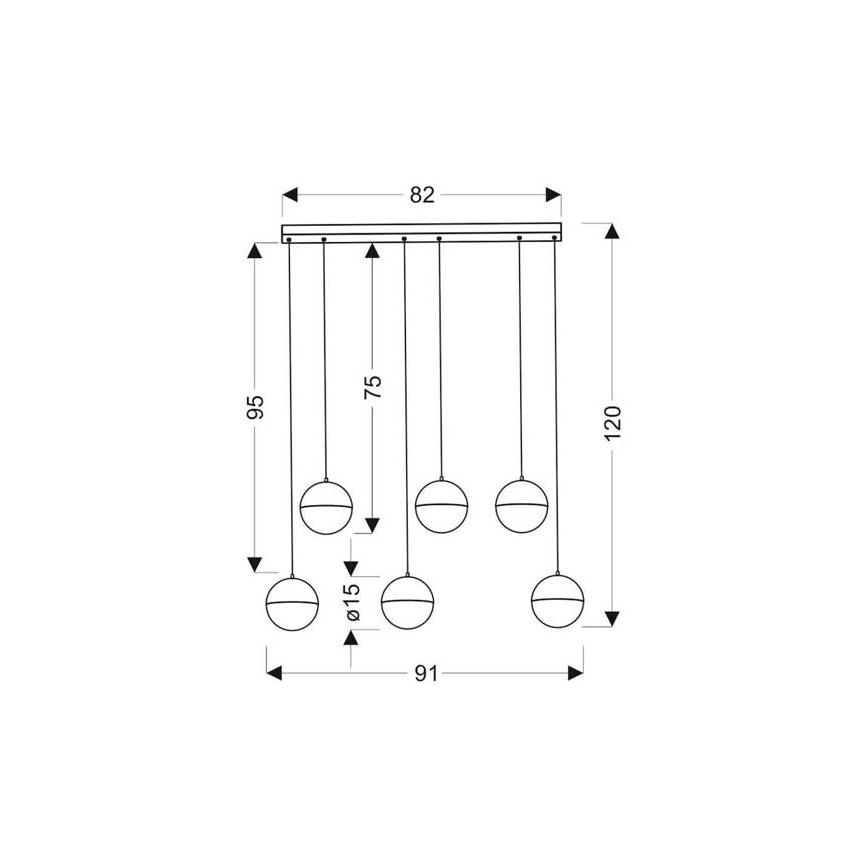 LED Lestenec na vrvici FURNI 6xLED/5W/230V