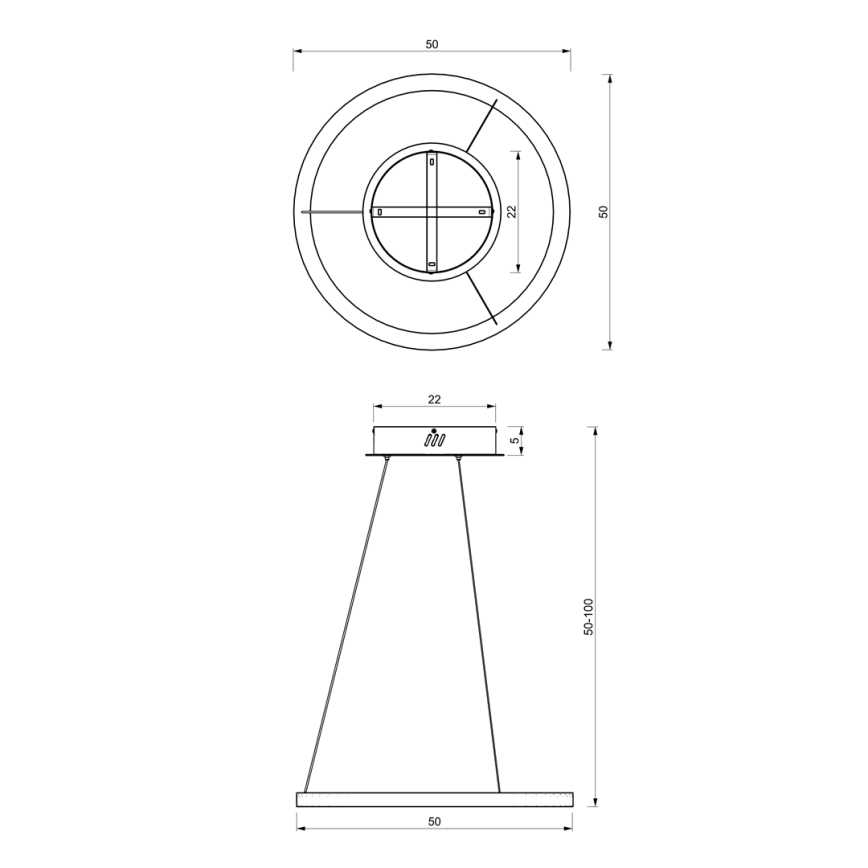 LED Lestenec na vrvici GALAXIA LED/26W/230V črna