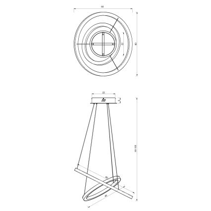 LED Lestenec na vrvici GALAXIA LED/46W/230V zlata