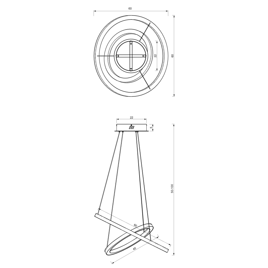 LED Lestenec na vrvici GALAXIA LED/46W/230V zlata