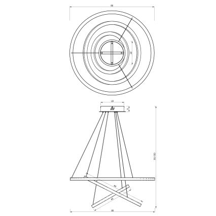 LED Lestenec na vrvici GALAXIA LED/85W/230V črna