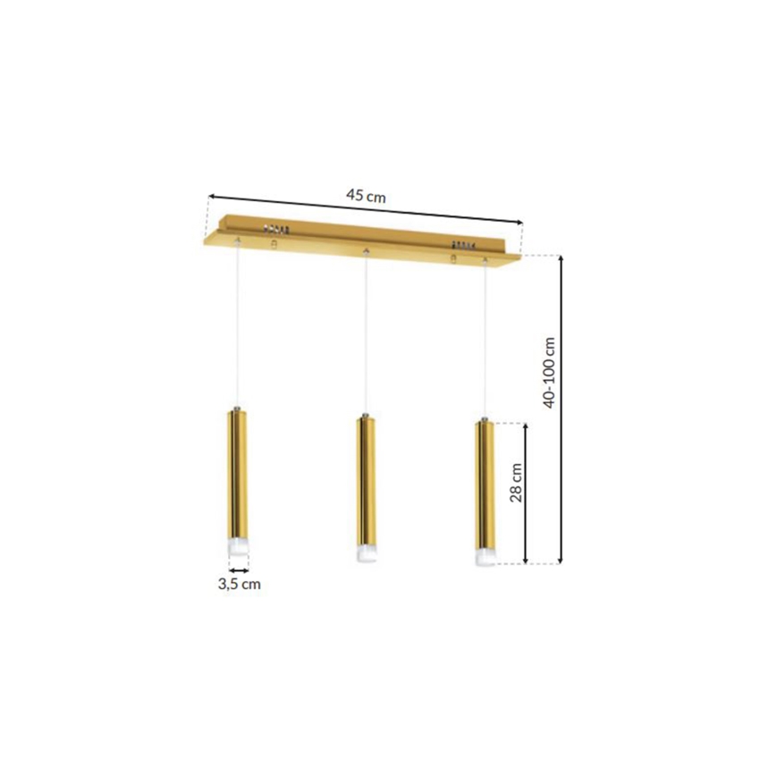 LED Lestenec na vrvici GOLDIE 3xLED/15W/230V zlat