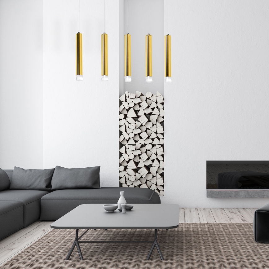 LED Lestenec na vrvici GOLDIE 5xLED/25W/230V zlat