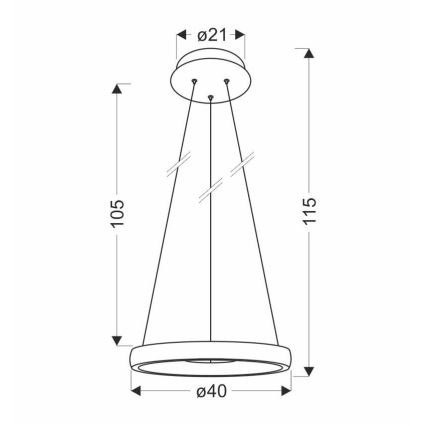LED Lestenec na vrvici HASHIM LED/22W/230V pr. 40 cm baker