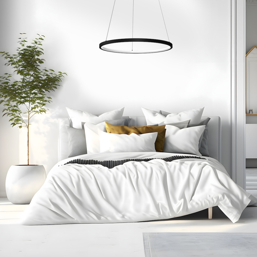 LED Lestenec na vrvici HOOP LED/27W/230V pr. 50 cm 4000K črna