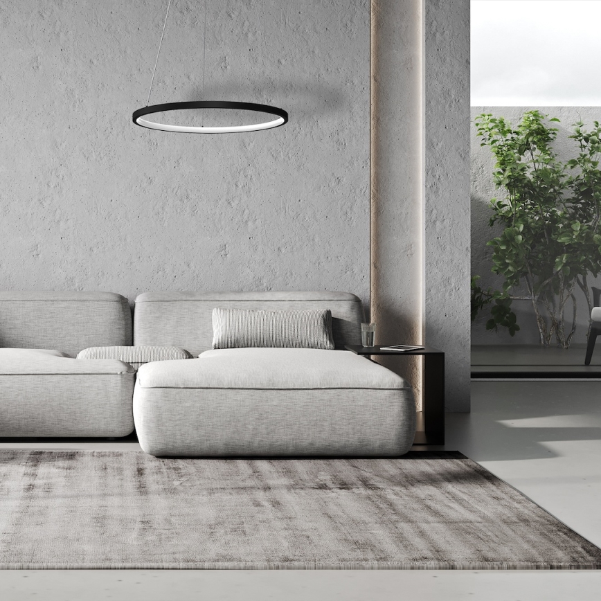 LED Lestenec na vrvici HOOP LED/27W/230V pr. 50 cm 4000K črna