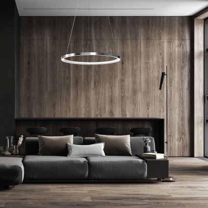 LED Lestenec na vrvici HOOP LED/27W/230V pr. 50 cm 4000K sijajni krom