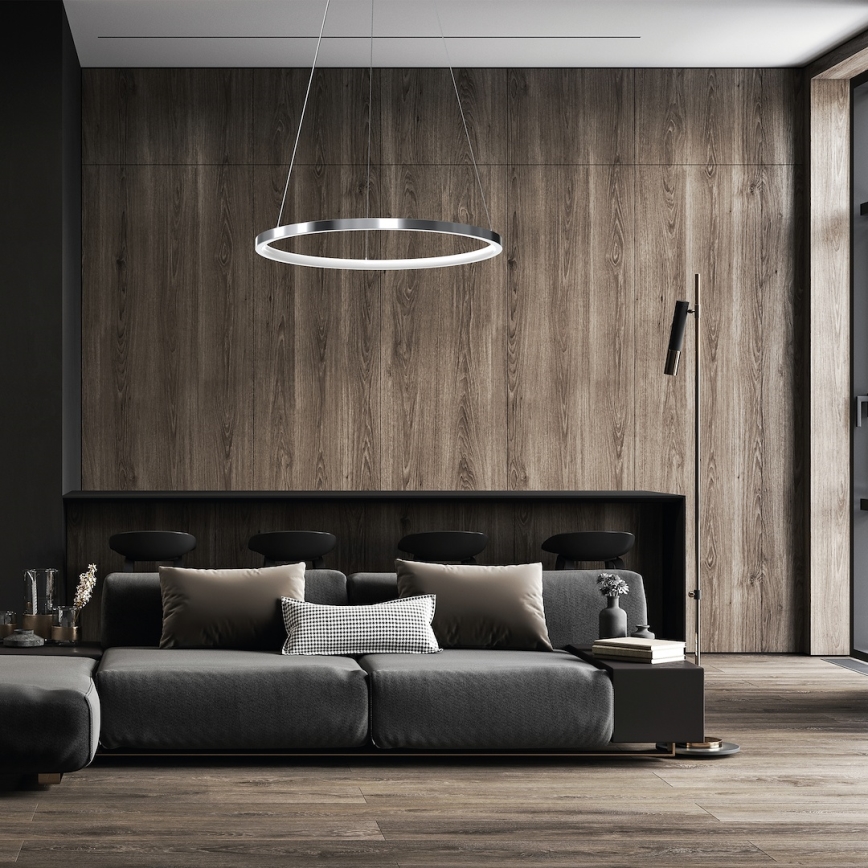 LED Lestenec na vrvici HOOP LED/27W/230V pr. 50 cm 4000K sijajni krom