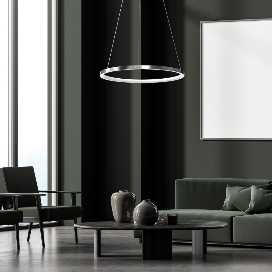 LED Lestenec na vrvici HOOP LED/27W/230V pr. 50 cm 4000K sijajni krom