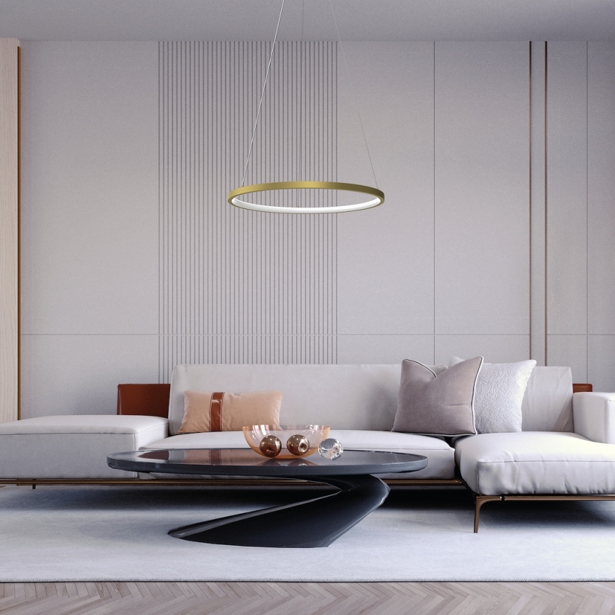 LED Lestenec na vrvici HOOP LED/27W/230V pr. 50 cm 4000K zlata