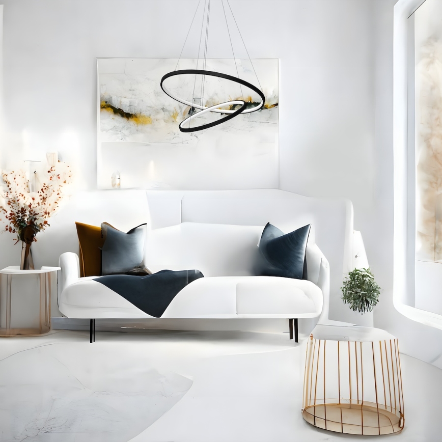 LED Lestenec na vrvici HOOP LED/51W/230V pr. 60 cm 4000K črna