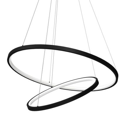 LED Lestenec na vrvici HOOP LED/51W/230V pr. 60 cm 4000K črna