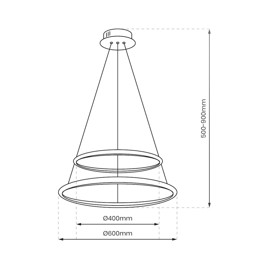 LED Lestenec na vrvici HOOP LED/51W/230V pr. 60 cm 4000K črna