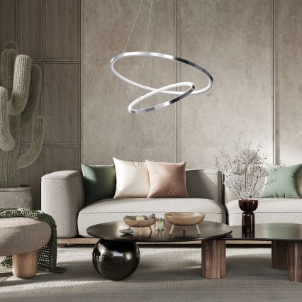 LED Lestenec na vrvici HOOP LED/51W/230V pr. 60 cm 4000K sijajni krom