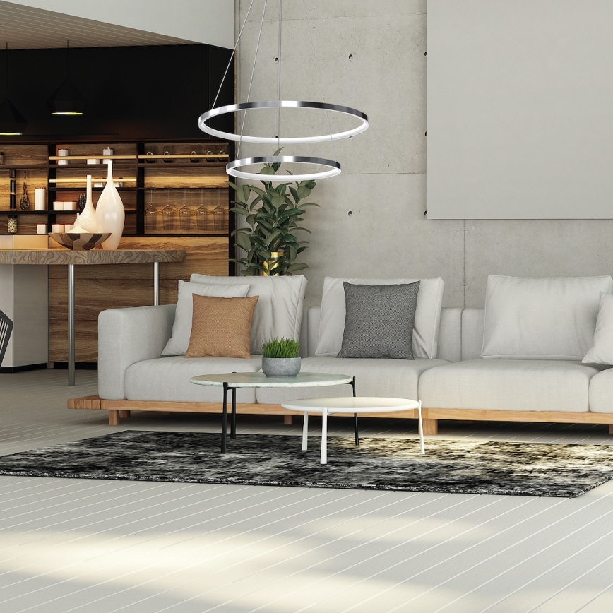 LED Lestenec na vrvici HOOP LED/51W/230V pr. 60 cm 4000K sijajni krom