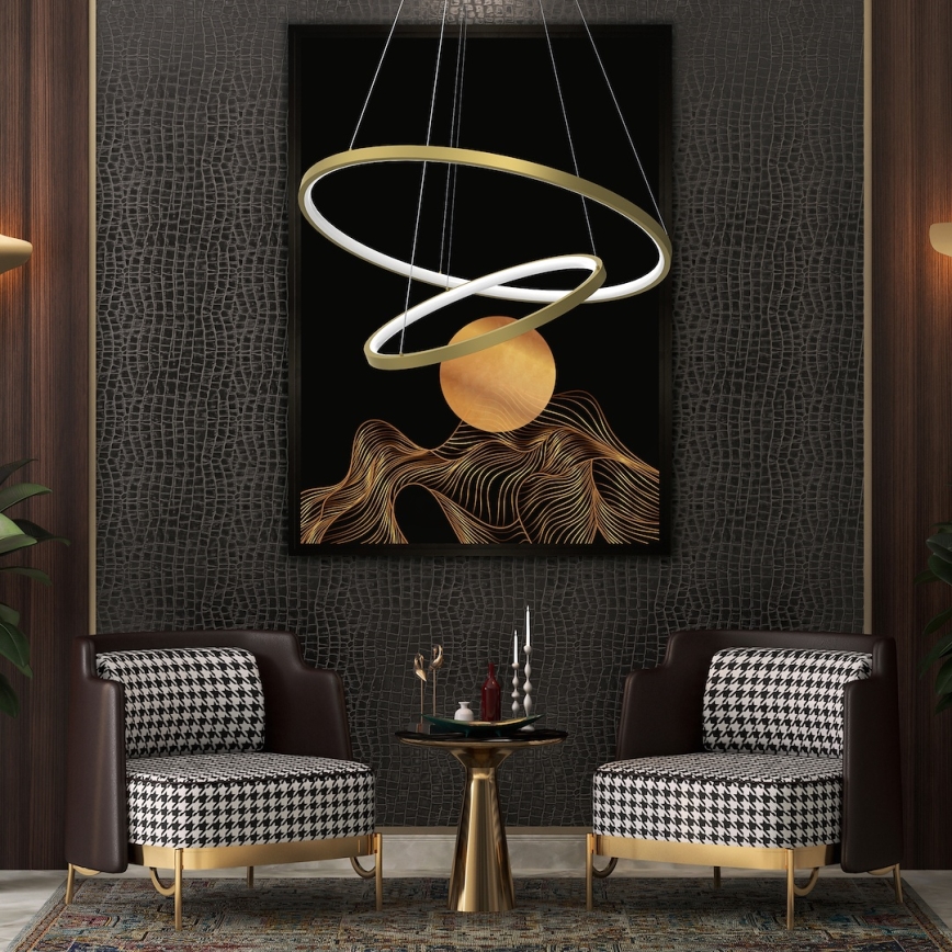 LED Lestenec na vrvici HOOP LED/51W/230V pr. 60 cm 4000K zlata