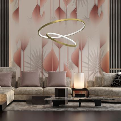 LED Lestenec na vrvici HOOP LED/51W/230V pr. 60 cm 4000K zlata