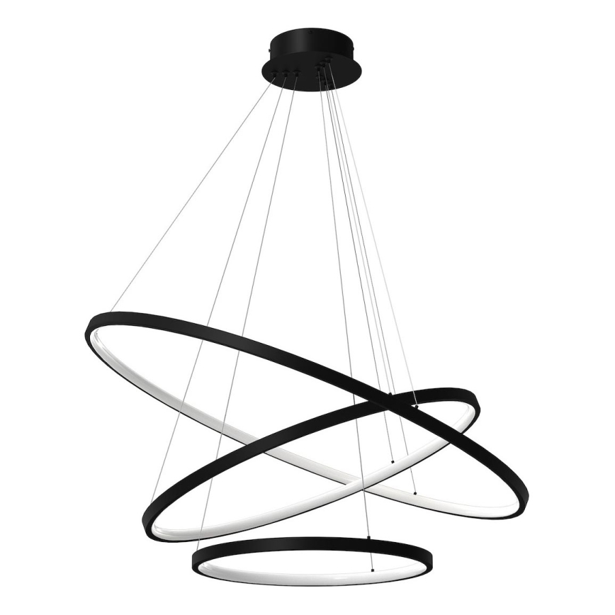 LED Lestenec na vrvici HOOP LED/93W/230V pr. 60 cm 4000K črna