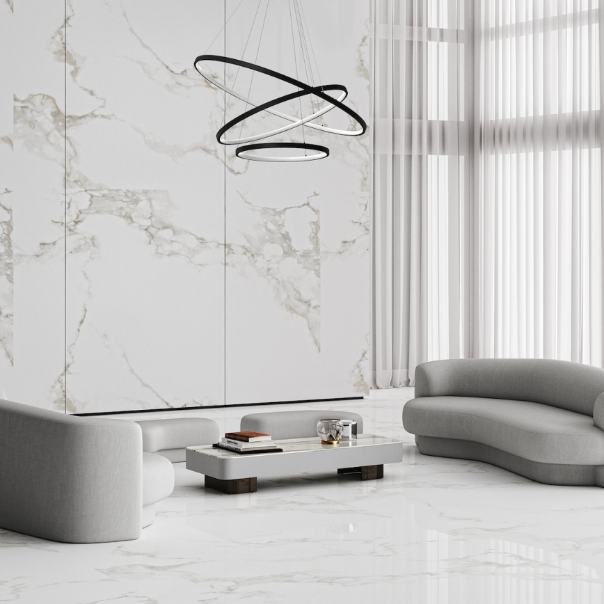 LED Lestenec na vrvici HOOP LED/93W/230V pr. 60 cm 4000K črna