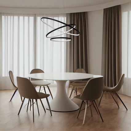 LED Lestenec na vrvici HOOP LED/93W/230V pr. 60 cm 4000K črna
