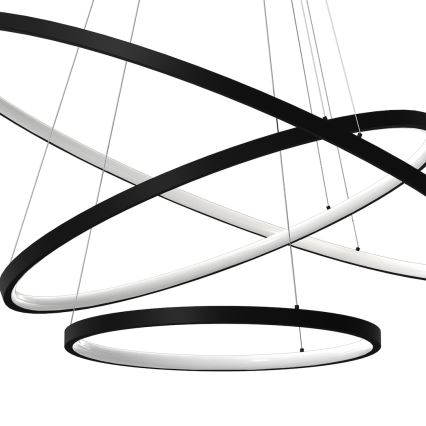 LED Lestenec na vrvici HOOP LED/93W/230V pr. 60 cm 4000K črna