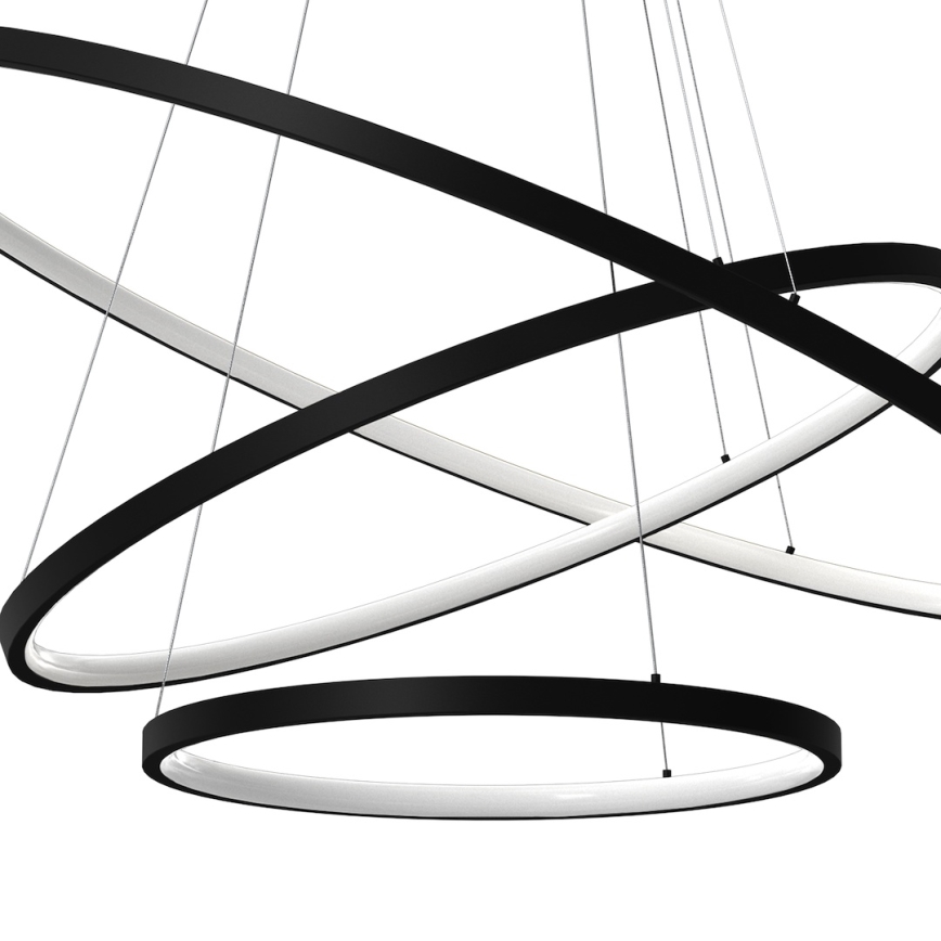 LED Lestenec na vrvici HOOP LED/93W/230V pr. 60 cm 4000K črna