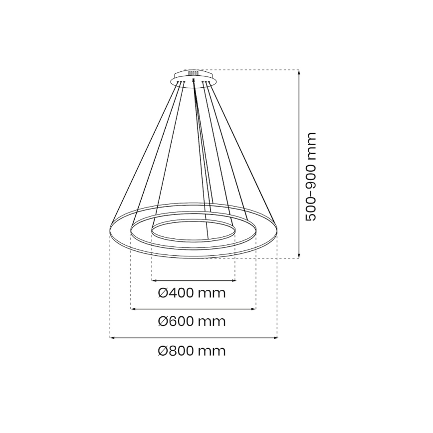 LED Lestenec na vrvici HOOP LED/93W/230V pr. 60 cm 4000K črna
