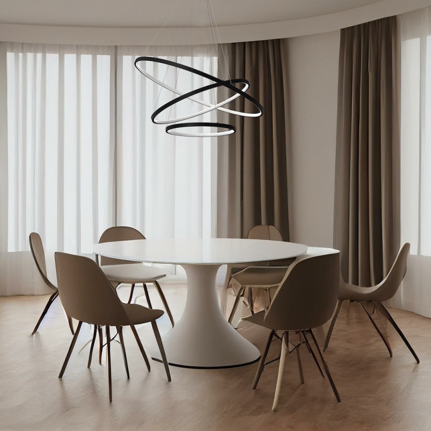 LED Lestenec na vrvici HOOP LED/93W/230V pr. 80 cm 4000K črna