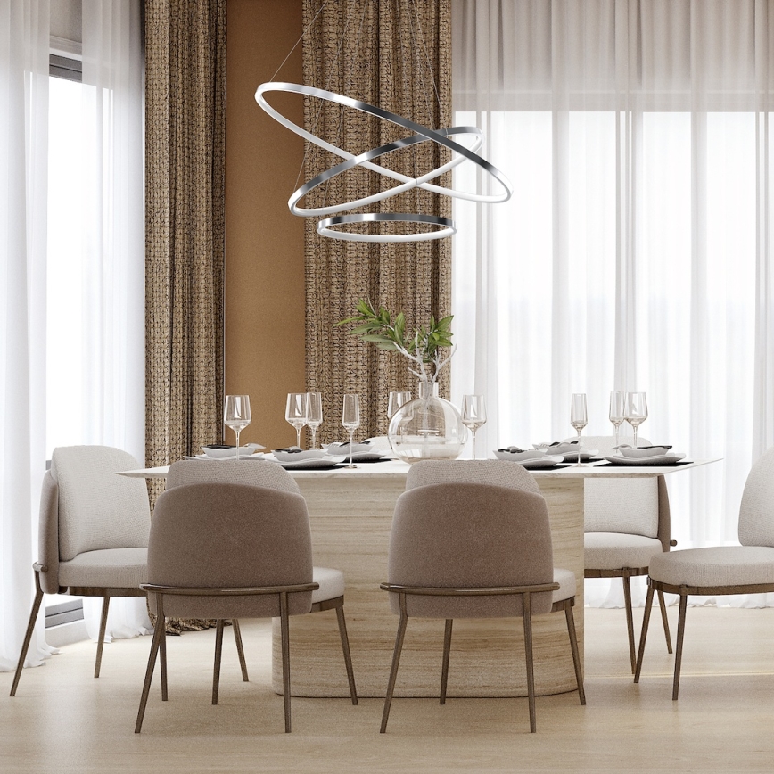 LED Lestenec na vrvici HOOP LED/93W/230V pr. 80 cm 4000K sijajni krom