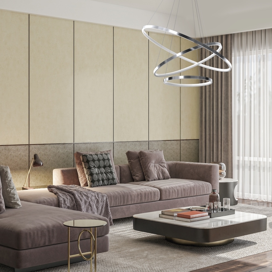 LED Lestenec na vrvici HOOP LED/93W/230V pr. 80 cm 4000K sijajni krom