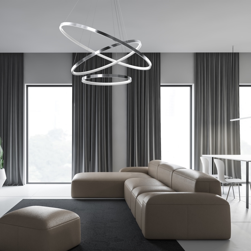 LED Lestenec na vrvici HOOP LED/93W/230V pr. 80 cm 4000K sijajni krom