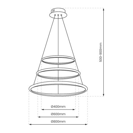 LED Lestenec na vrvici HOOP LED/93W/230V pr. 80 cm 4000K sijajni krom