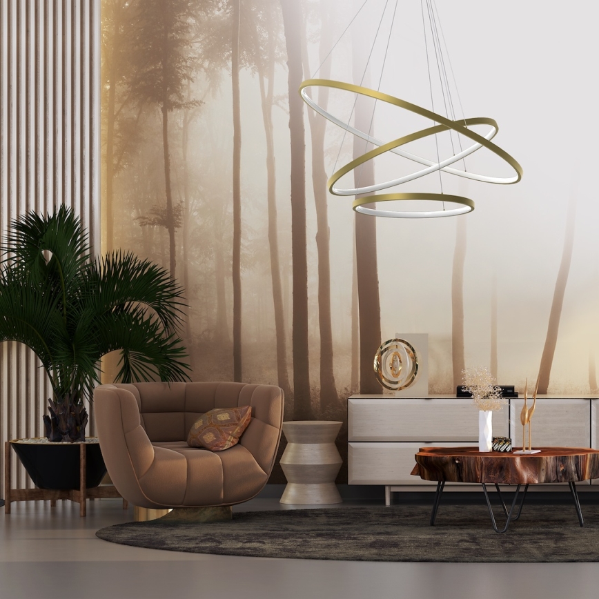 LED Lestenec na vrvici HOOP LED/93W/230V pr. 80 cm 4000K zlata
