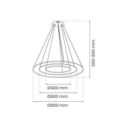 LED Lestenec na vrvici HOOP LED/93W/230V pr. 80 cm 4000K zlata