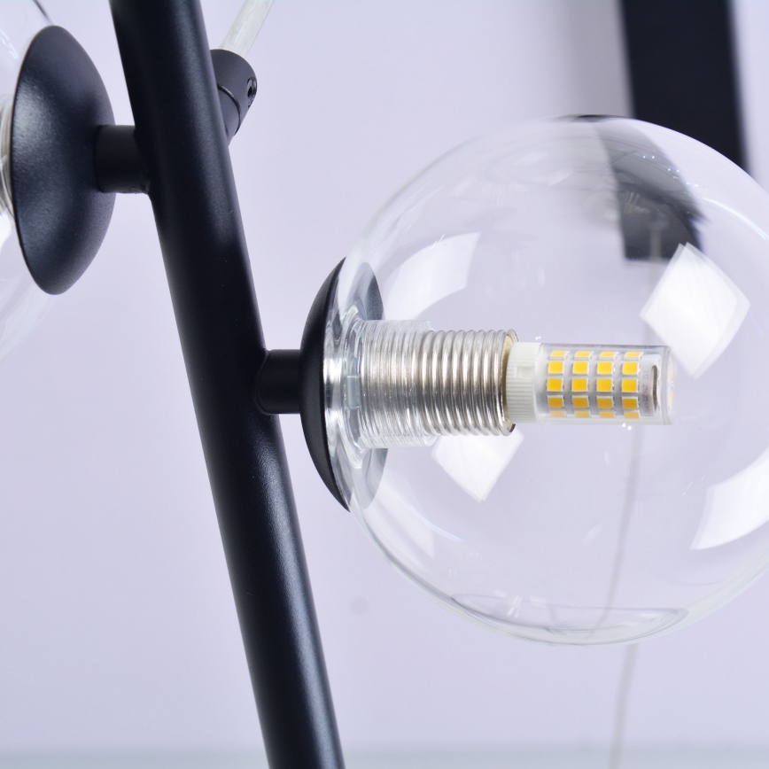 LED Lestenec na vrvici HYBRID LED/15W/230V + 7xG9/6W 4000K črna