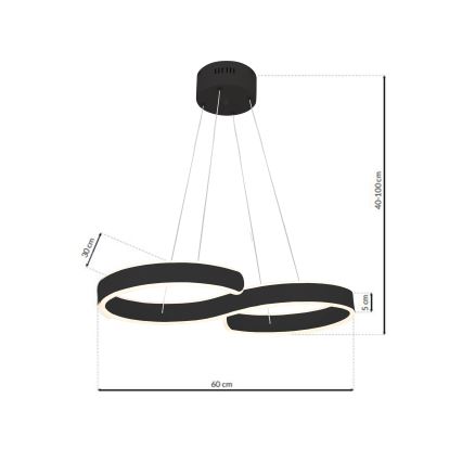 LED Lestenec na vrvici INFINITY LED/50W/230V