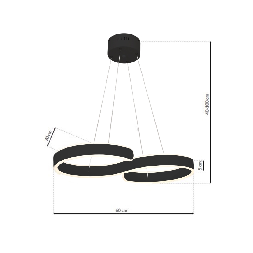 LED Lestenec na vrvici INFINITY LED/50W/230V