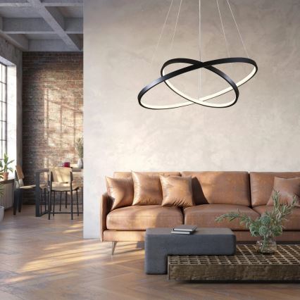 LED Lestenec na vrvici LEA LED/35W/230V 4000K pr. 60 cm črna