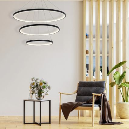 LED Lestenec na vrvici LEA LED/60W/230V 4000K pr. 80 cm črna