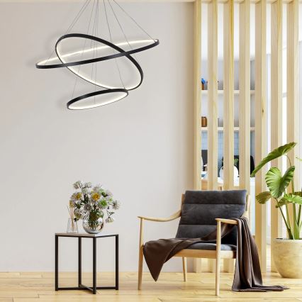 LED Lestenec na vrvici LEA LED/60W/230V 4000K pr. 80 cm črna