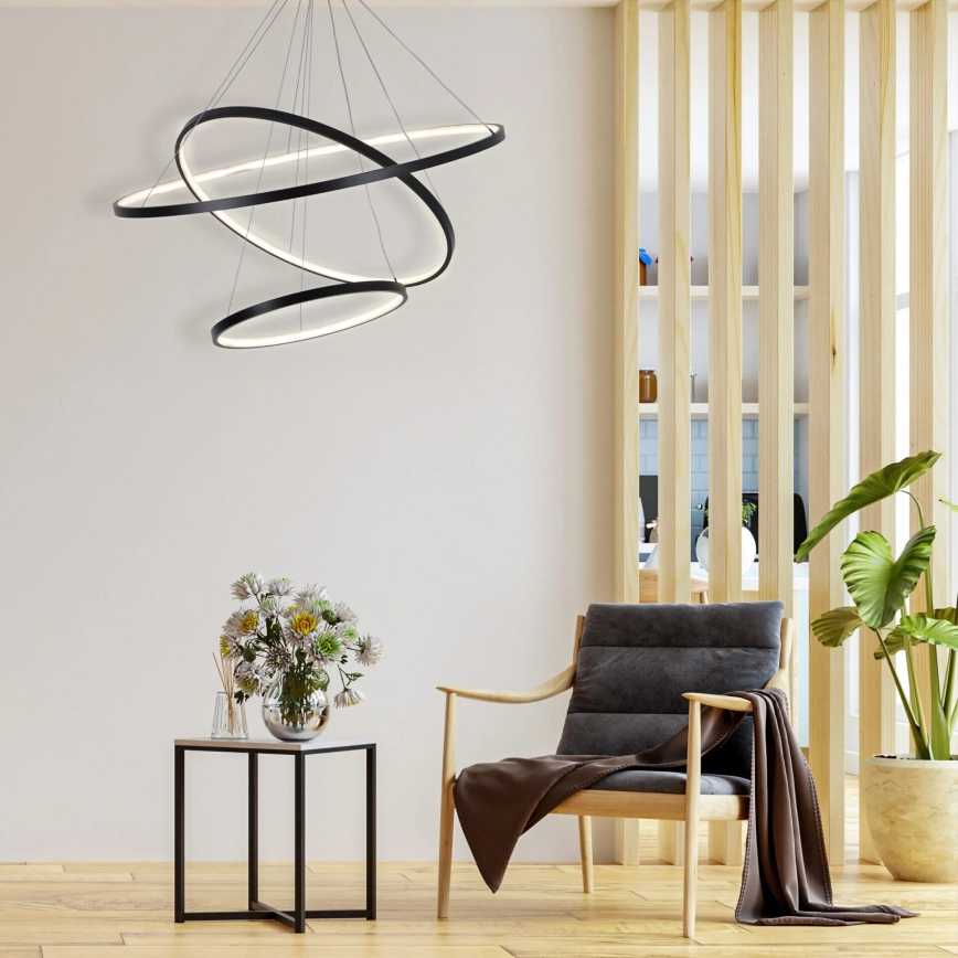 LED Lestenec na vrvici LEA LED/60W/230V 4000K pr. 80 cm črna