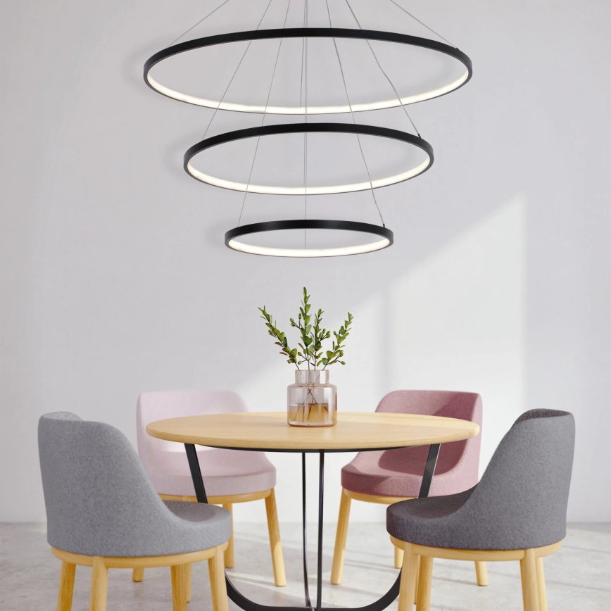 LED Lestenec na vrvici LEA LED/60W/230V 4000K pr. 80 cm črna